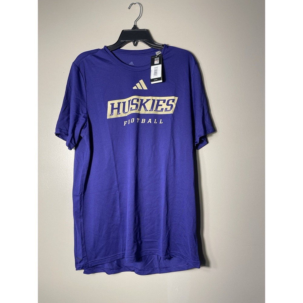 Adidas Men's Purple Washington Huskies Football Pregame T-shirt Size L NWT
